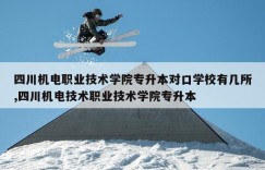 四川机电职业技术学院专升本对口学校有几所,四川机电技术职业技术学院专升本